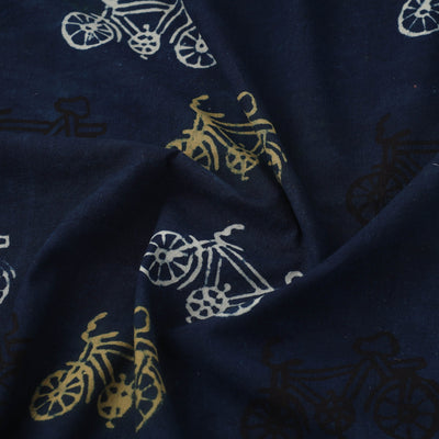 Blue - Block Print Cotton Natural Dyed Ajrakh Fabric 23
