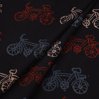 Black - Block Print Cotton Natural Dyed Ajrakh Fabric 24