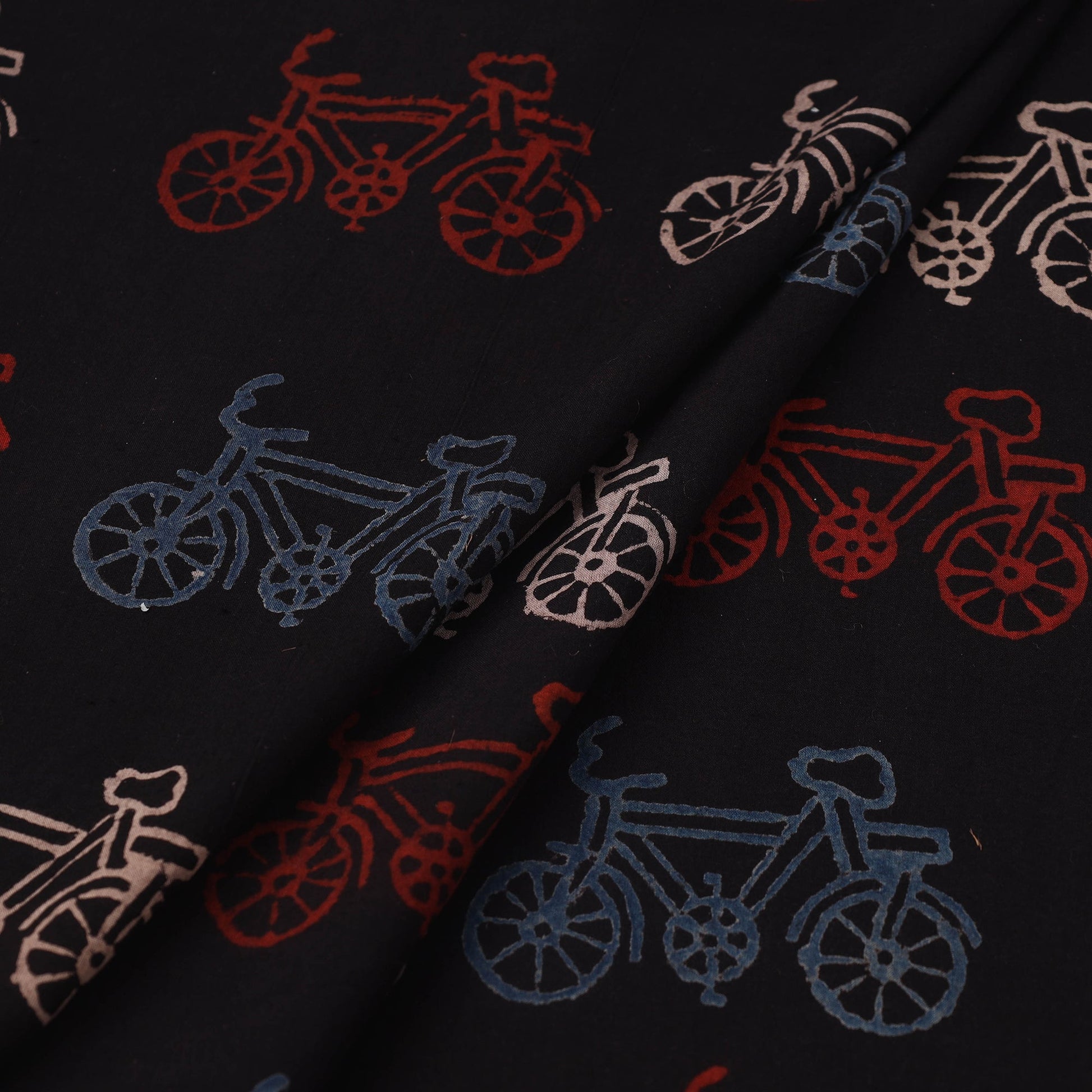 Black - Block Print Cotton Natural Dyed Ajrakh Fabric 24