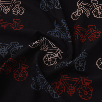 Black - Block Print Cotton Natural Dyed Ajrakh Fabric 24