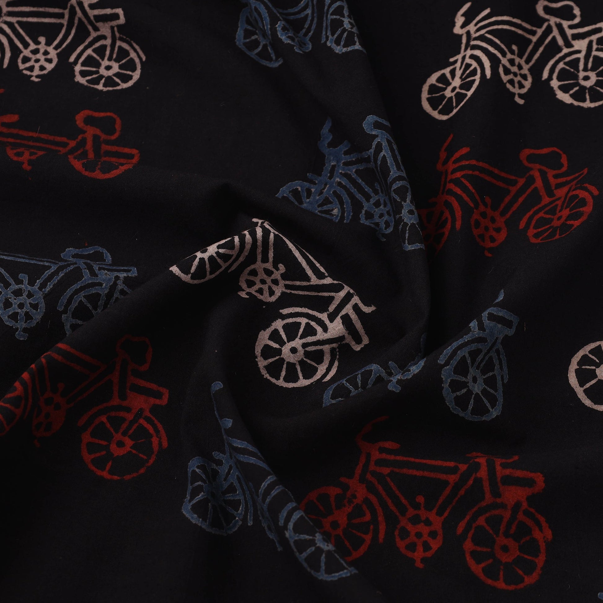 Black - Block Print Cotton Natural Dyed Ajrakh Fabric 24