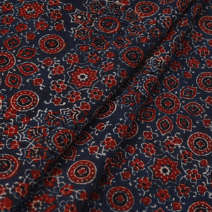 Blue - Block Print Cotton Natural Dyed Ajrakh Fabric 25