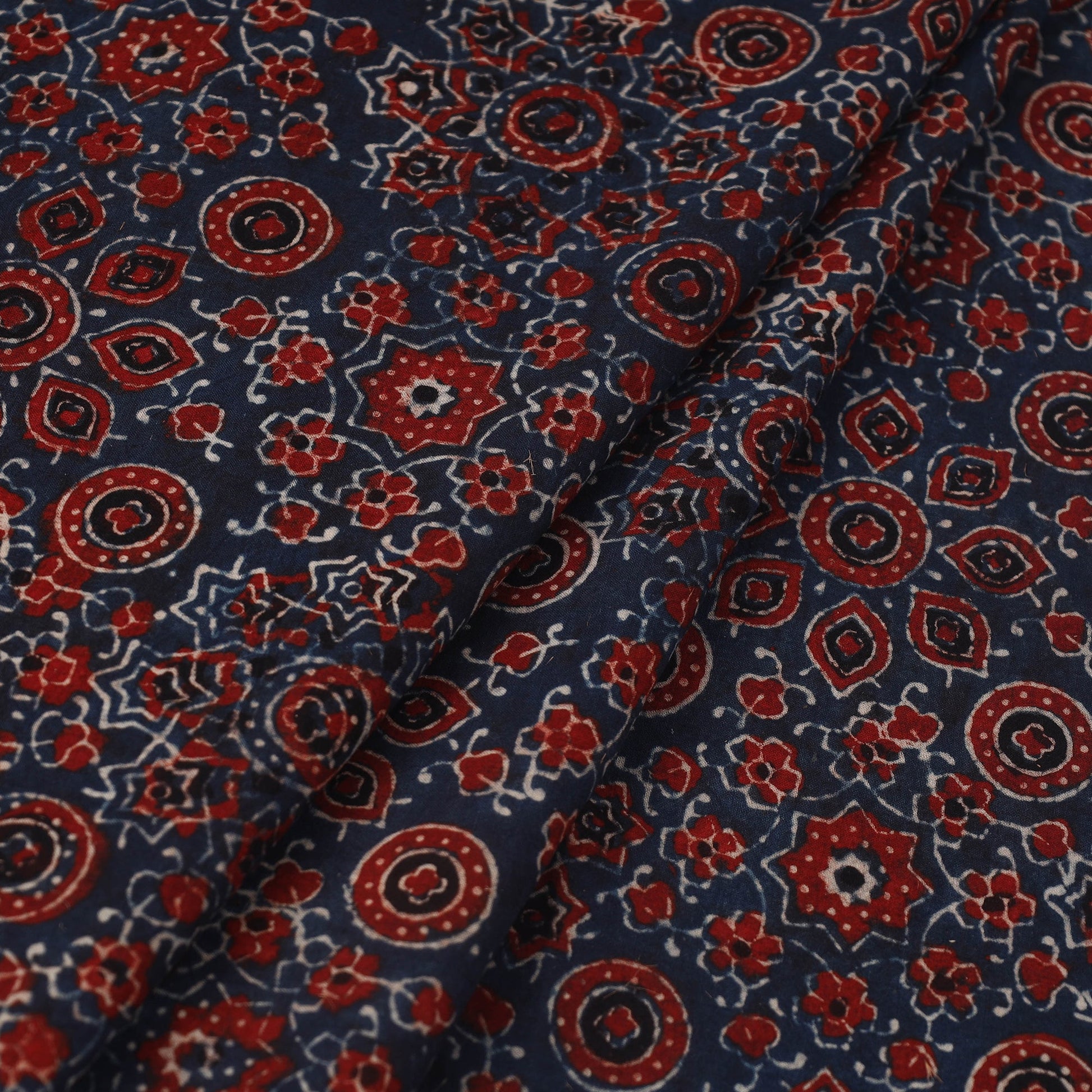 Blue - Block Print Cotton Natural Dyed Ajrakh Fabric 25