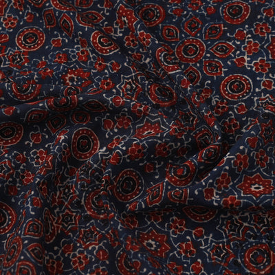 Blue - Block Print Cotton Natural Dyed Ajrakh Fabric 25