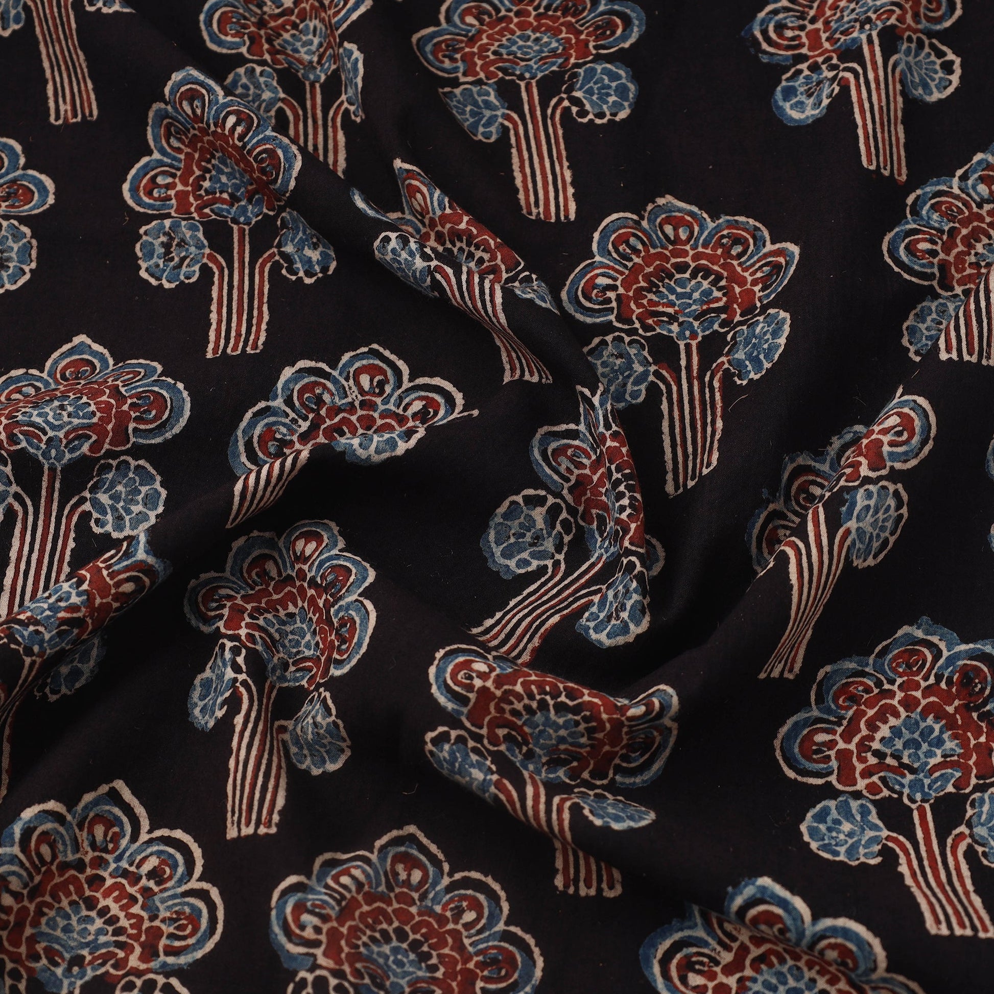 Black - Block Print Cotton Natural Dyed Ajrakh Fabric 27