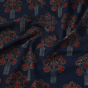 Blue - Block Print Cotton Natural Dyed Ajrakh Fabric 28