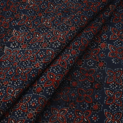 Blue - Block Print Cotton Natural Dyed Ajrakh Fabric 29