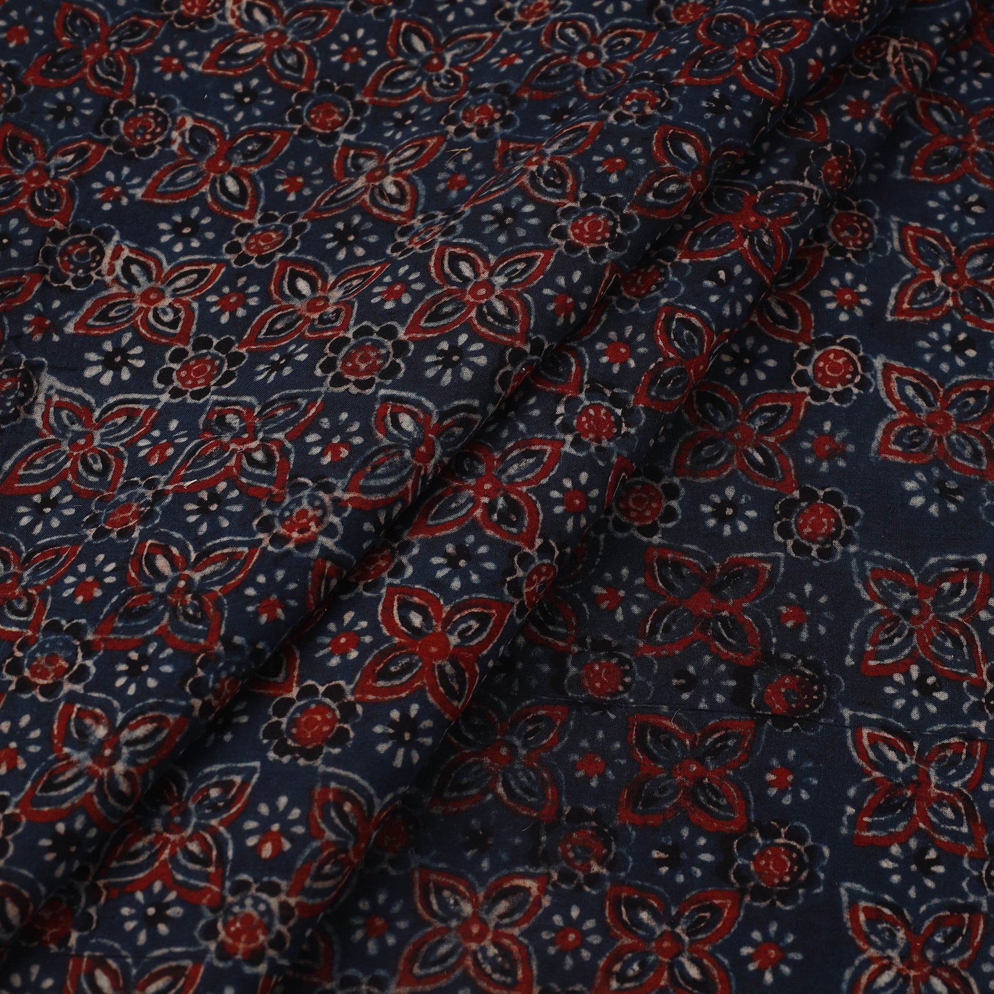 Blue - Block Print Cotton Natural Dyed Ajrakh Fabric 29