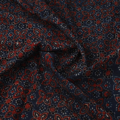 Blue - Block Print Cotton Natural Dyed Ajrakh Fabric 29