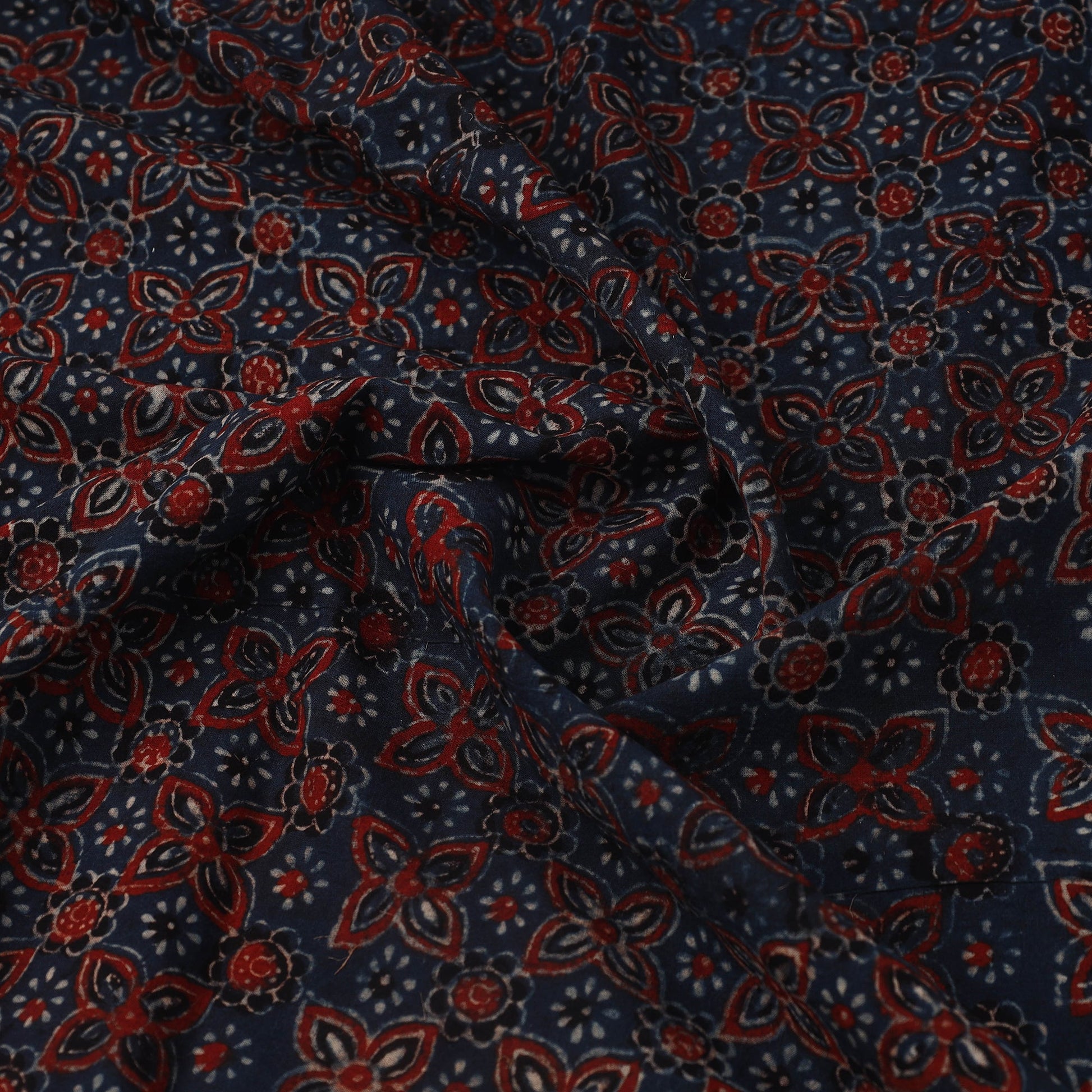 Blue - Block Print Cotton Natural Dyed Ajrakh Fabric 29