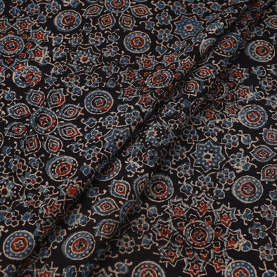 Black - Block Print Cotton Natural Dyed Ajrakh Fabric 30