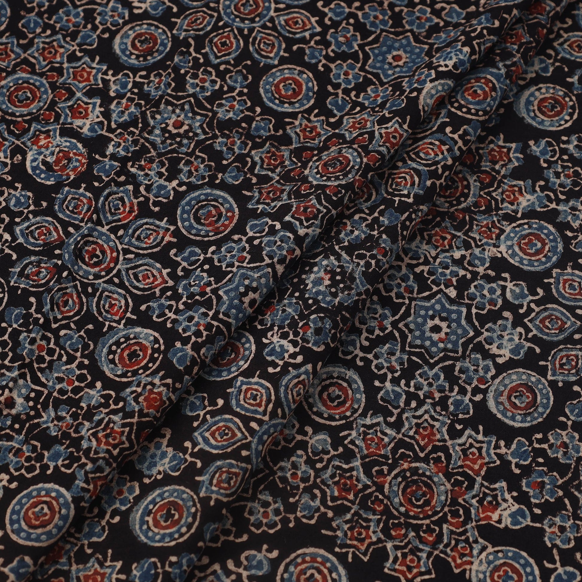 Black - Block Print Cotton Natural Dyed Ajrakh Fabric 30