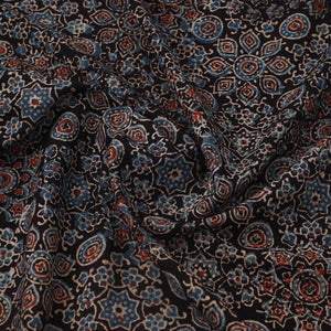 Black - Block Print Cotton Natural Dyed Ajrakh Fabric 30