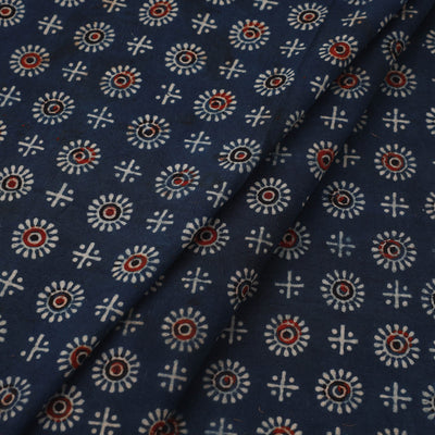 Blue - Block Print Cotton Natural Dyed Ajrakh Fabric 32