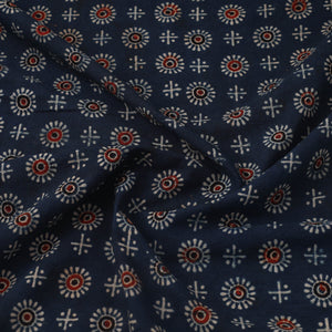 Blue - Block Print Cotton Natural Dyed Ajrakh Fabric 32