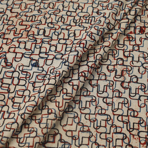 Beige - Block Print Cotton Natural Dyed Ajrakh Fabric 33