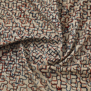 Beige - Block Print Cotton Natural Dyed Ajrakh Fabric 33