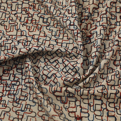 Beige - Block Print Cotton Natural Dyed Ajrakh Fabric 33
