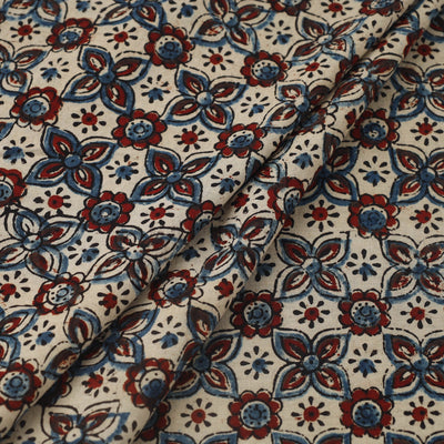 Beige - Block Print Cotton Natural Dyed Ajrakh Fabric 35