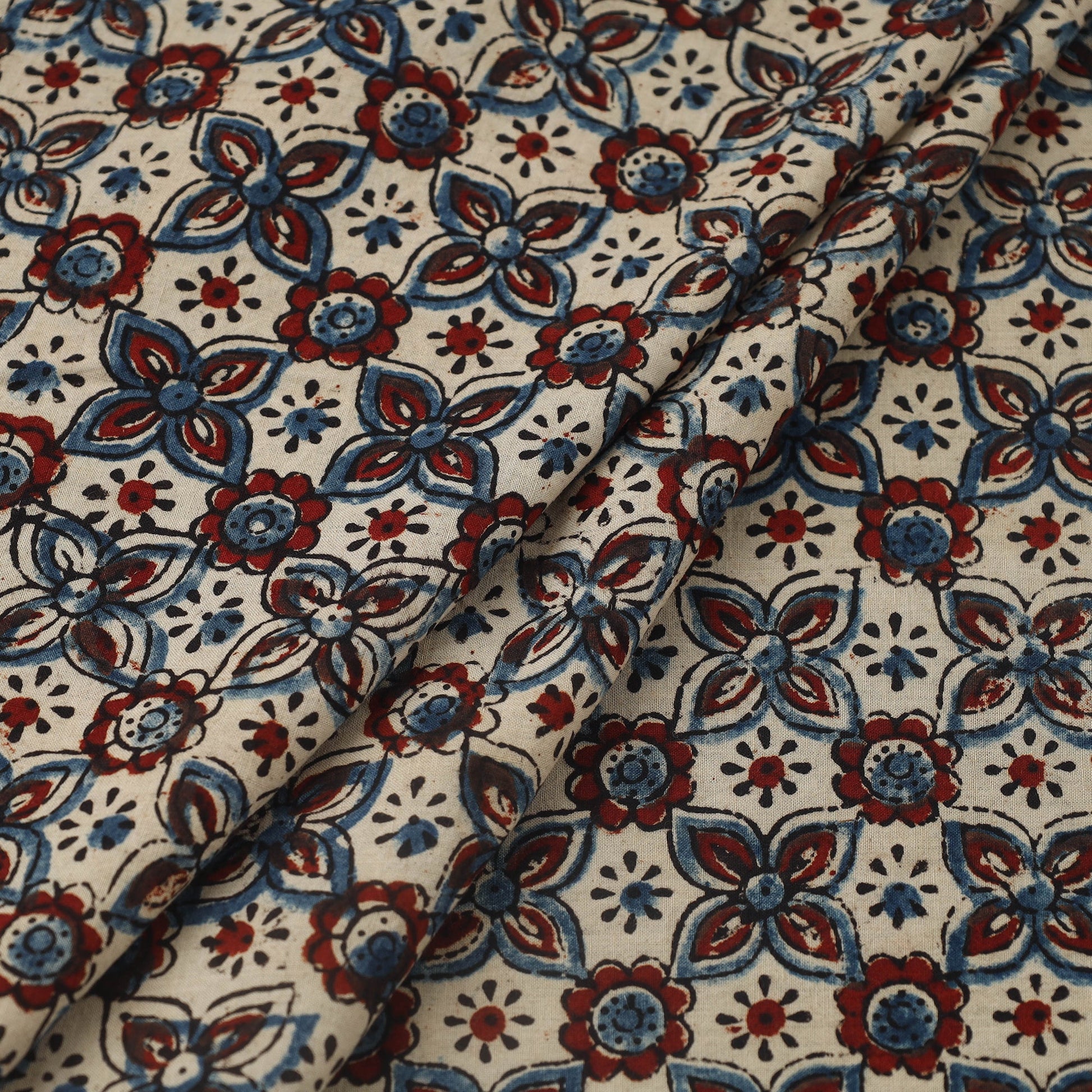 Beige - Block Print Cotton Natural Dyed Ajrakh Fabric 35