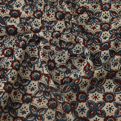 Beige - Block Print Cotton Natural Dyed Ajrakh Fabric 35