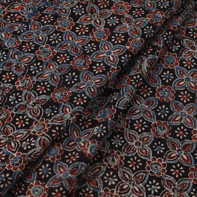 Black - Block Print Cotton Natural Dyed Ajrakh Fabric 37