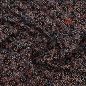 Black - Block Print Cotton Natural Dyed Ajrakh Fabric 37