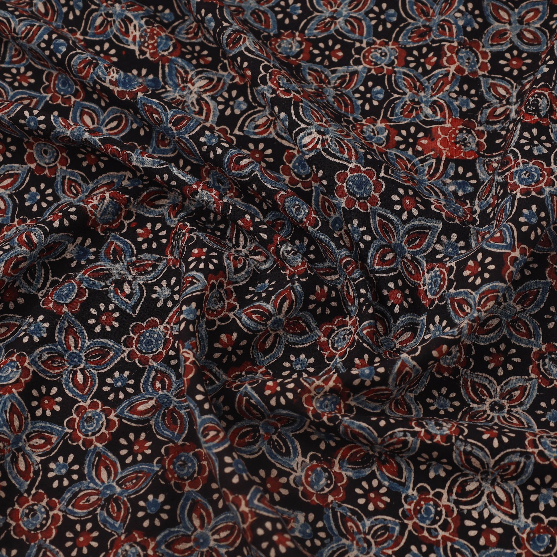 Black - Block Print Cotton Natural Dyed Ajrakh Fabric 37