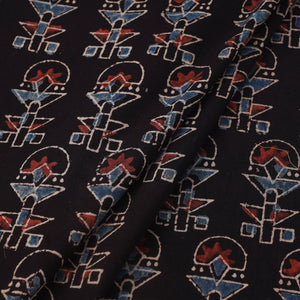 Black - Block Print Cotton Natural Dyed Ajrakh Fabric 39