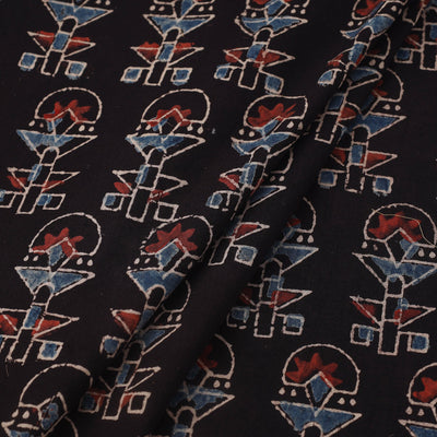 Black - Block Print Cotton Natural Dyed Ajrakh Fabric 39