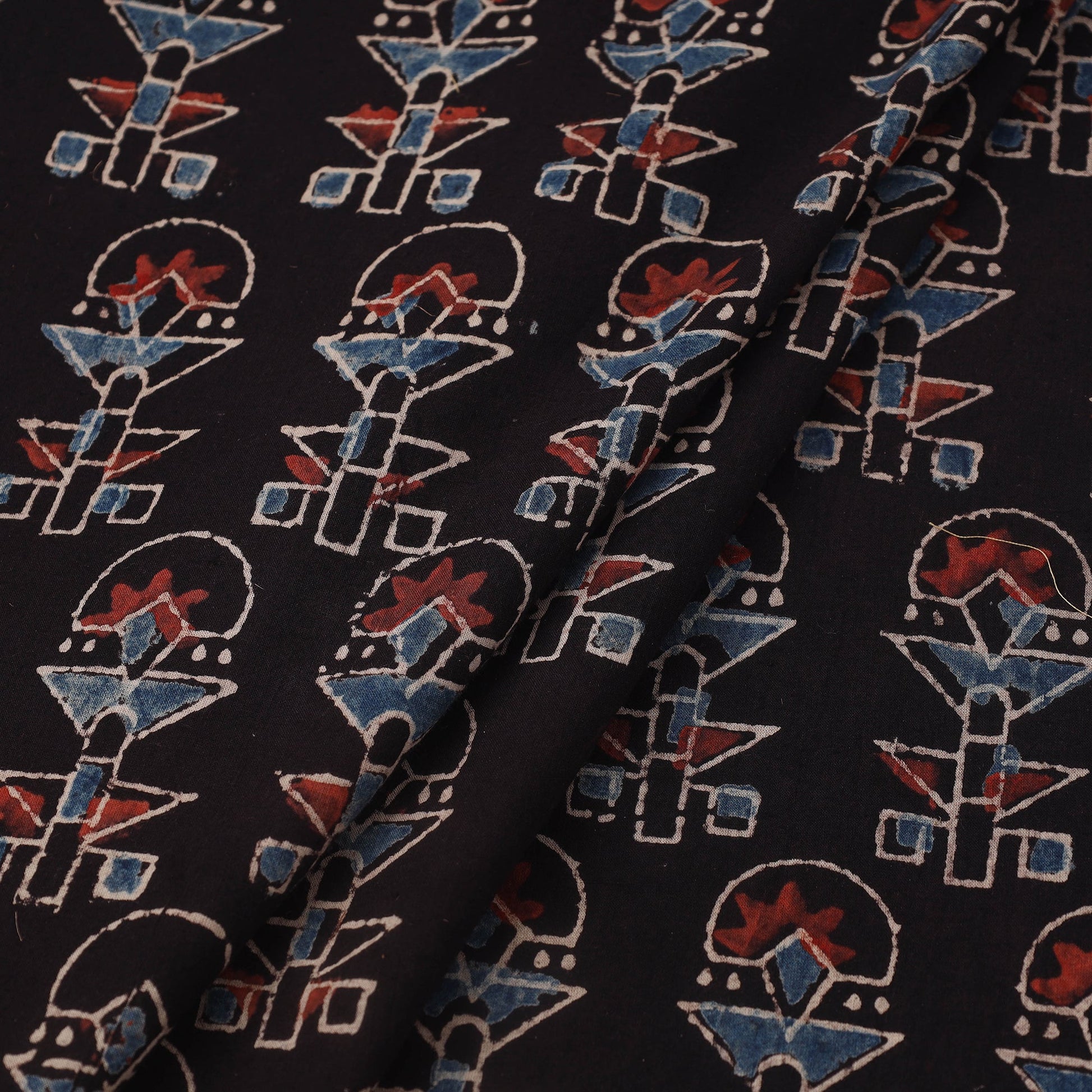 Black - Block Print Cotton Natural Dyed Ajrakh Fabric 39