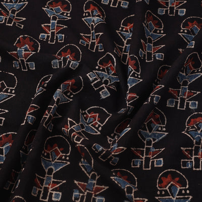 Black - Block Print Cotton Natural Dyed Ajrakh Fabric 39
