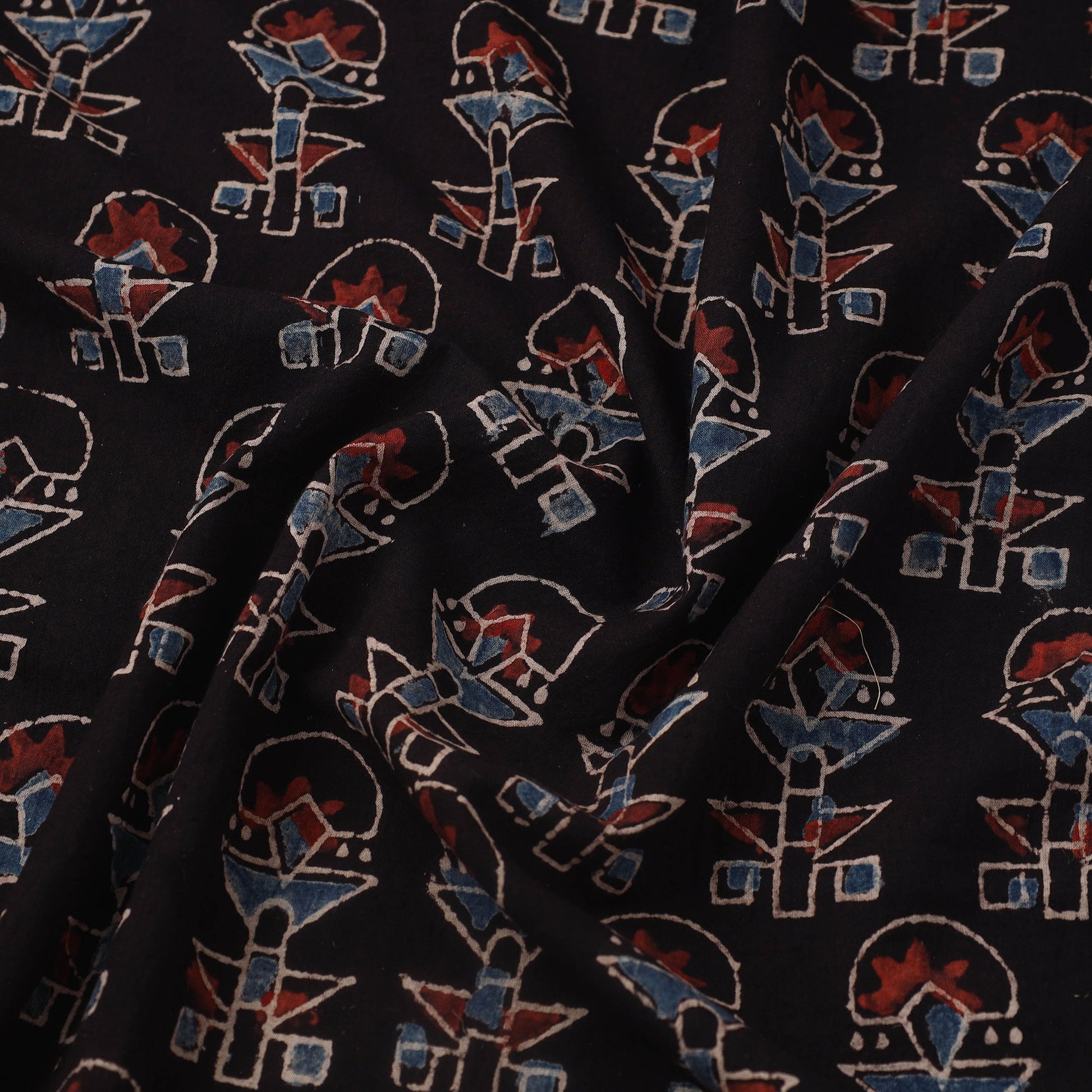 Black - Block Print Cotton Natural Dyed Ajrakh Fabric 39
