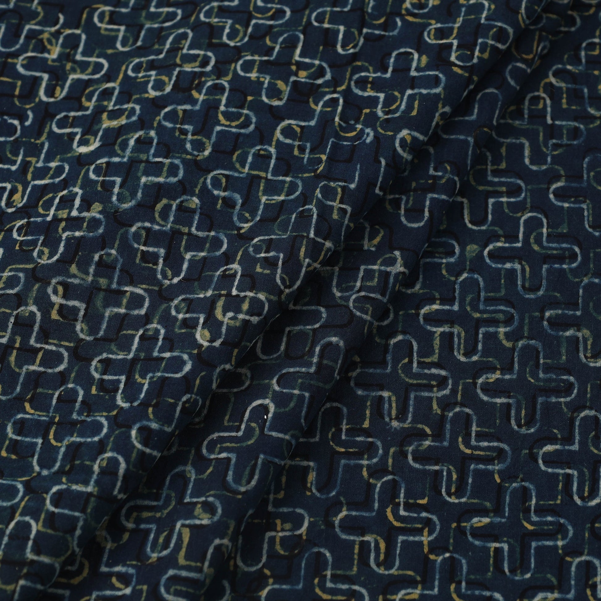 Blue - Block Print Cotton Natural Dyed Ajrakh Fabric 41