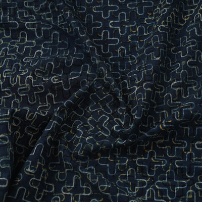 Blue - Block Print Cotton Natural Dyed Ajrakh Fabric 41