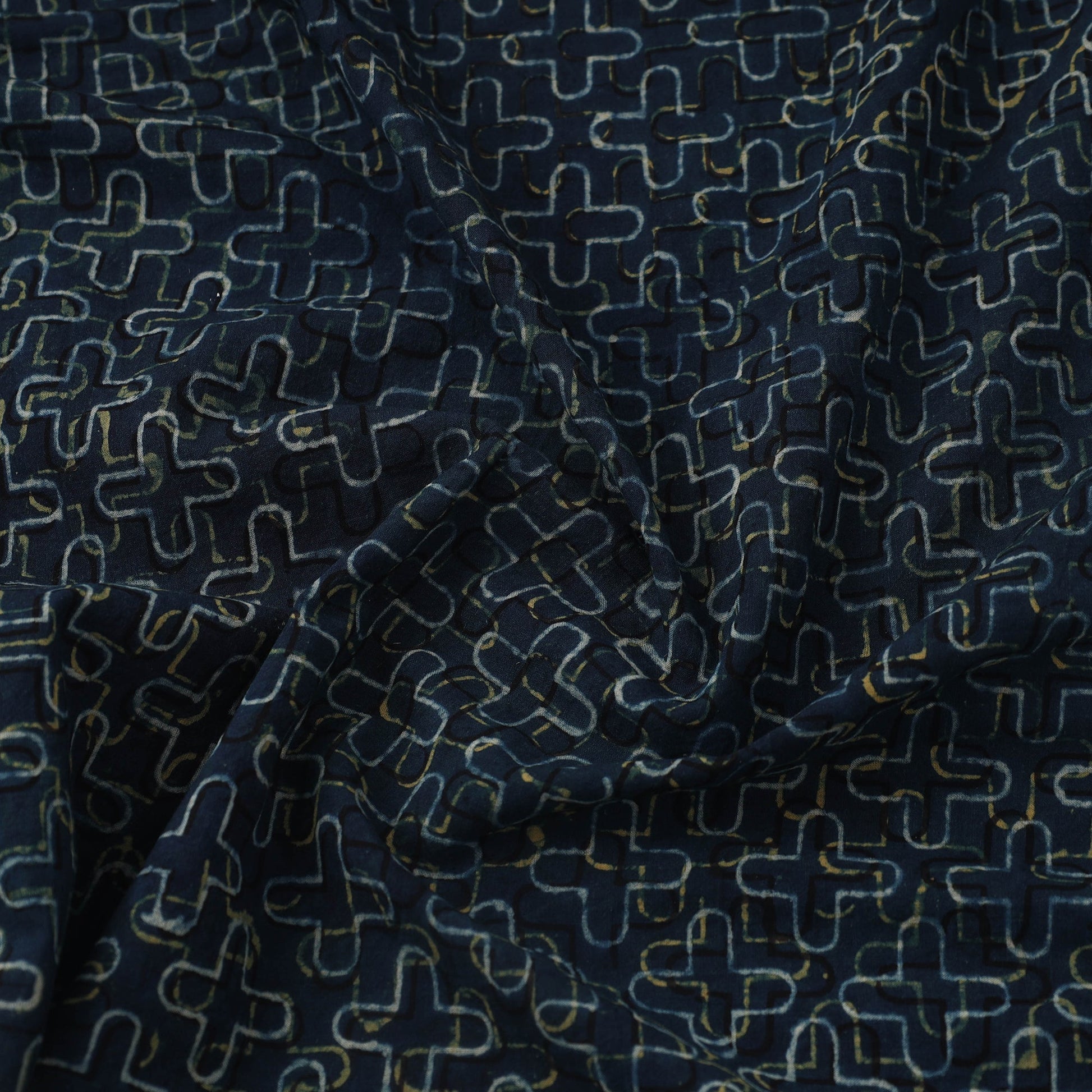 Blue - Block Print Cotton Natural Dyed Ajrakh Fabric 41