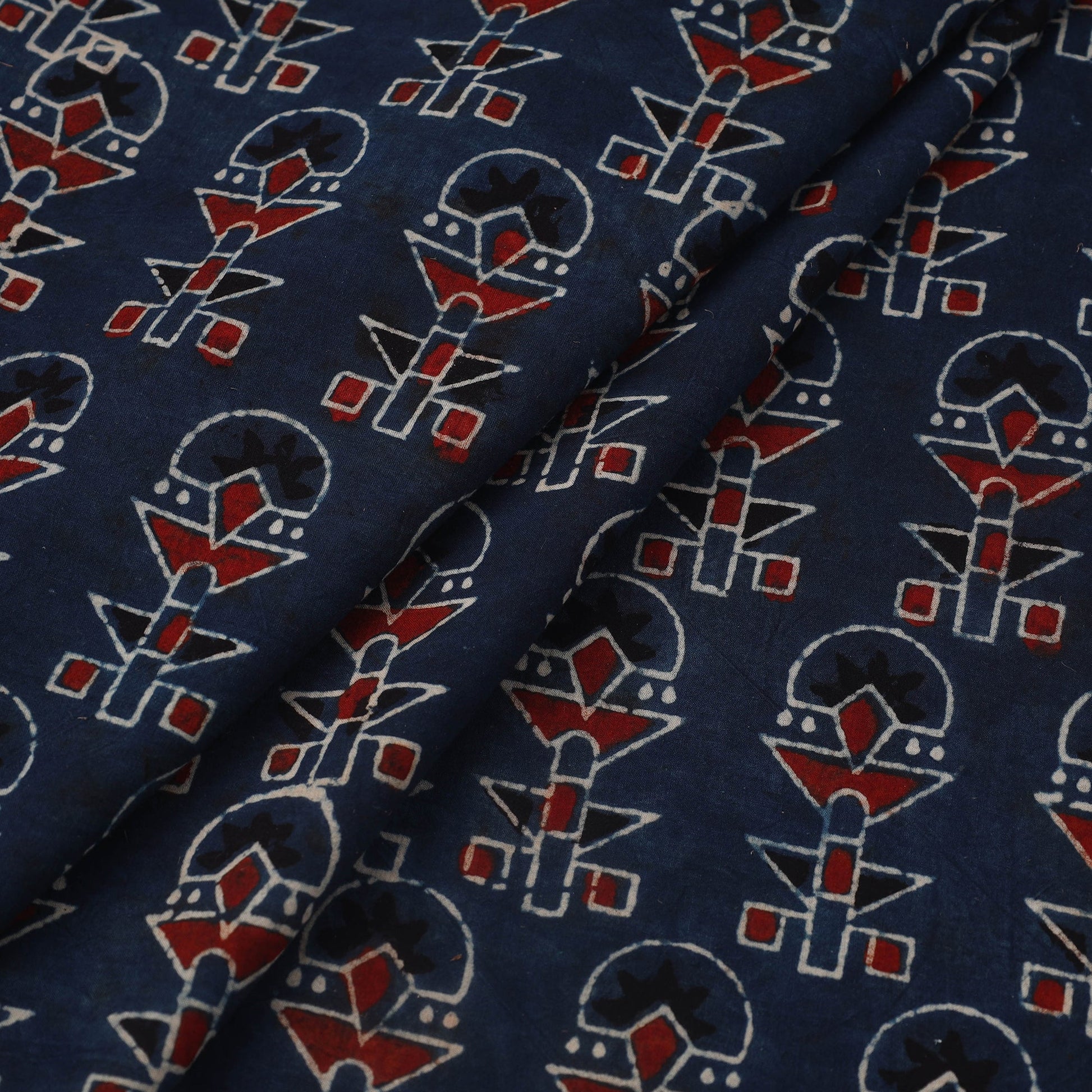 Blue - Block Print Cotton Natural Dyed Ajrakh Fabric 44