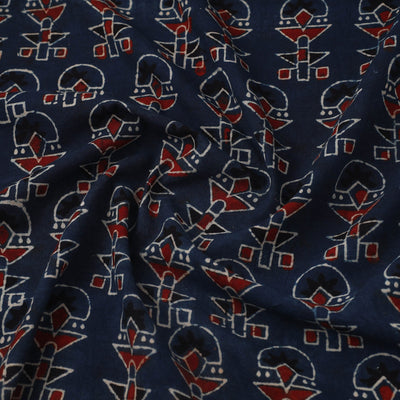 Blue - Block Print Cotton Natural Dyed Ajrakh Fabric 44