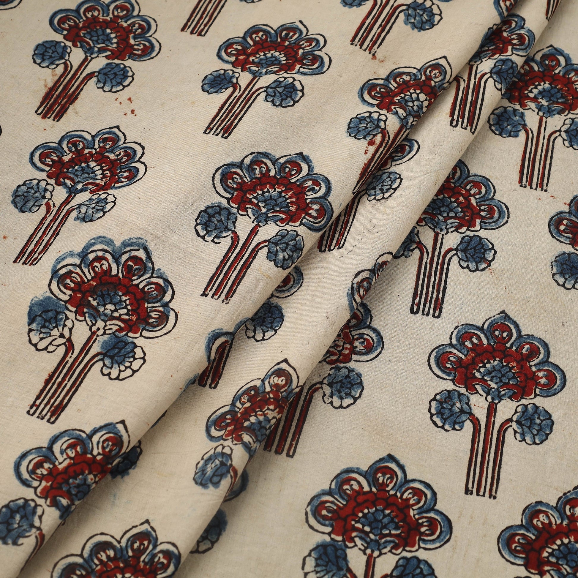 Beige - Block Print Cotton Natural Dyed Ajrakh Fabric 47