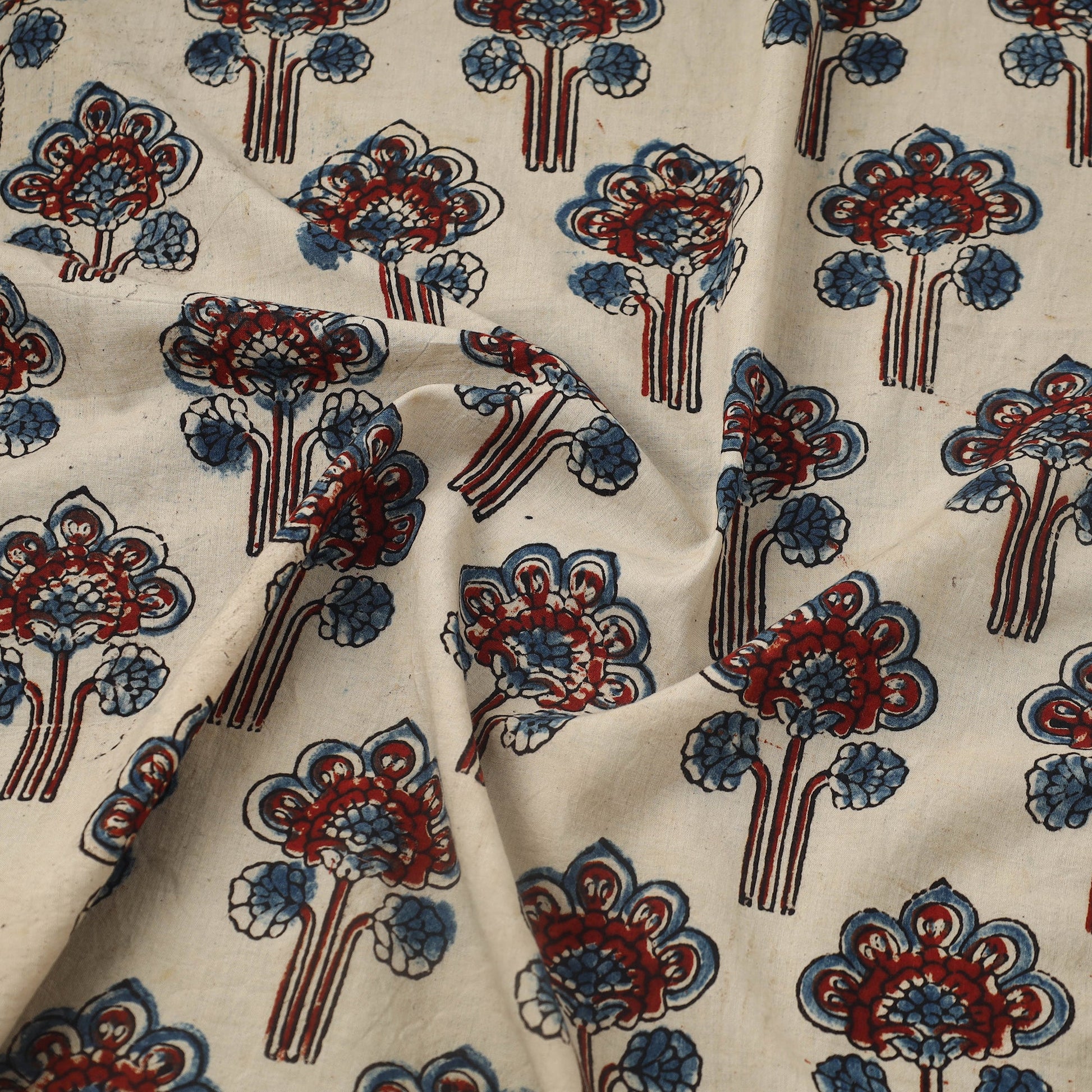 Beige - Block Print Cotton Natural Dyed Ajrakh Fabric 47