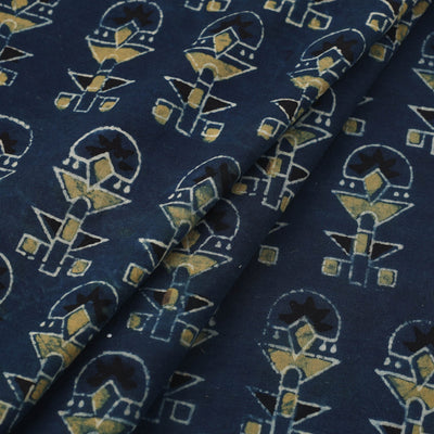 Blue - Block Print Cotton Natural Dyed Ajrakh Fabric 48