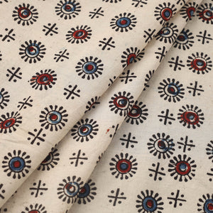 Beige - Block Print Cotton Natural Dyed Ajrakh Fabric 49