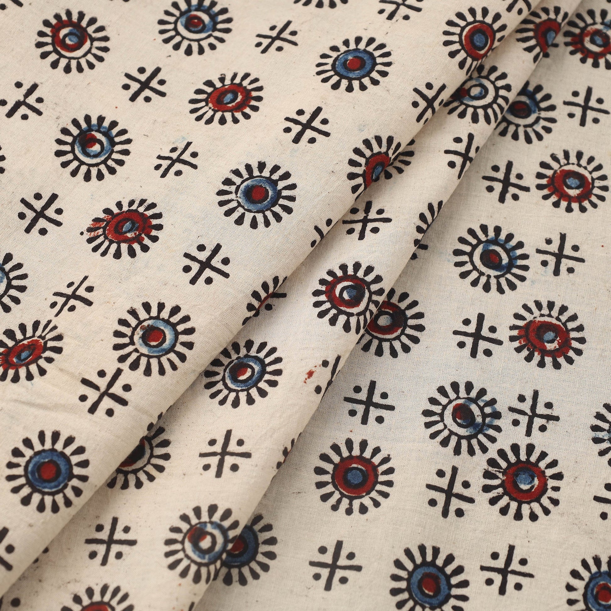 Beige - Block Print Cotton Natural Dyed Ajrakh Fabric 49