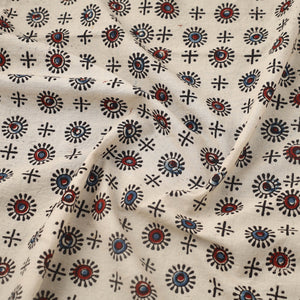 Beige - Block Print Cotton Natural Dyed Ajrakh Fabric 49