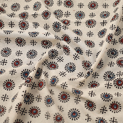 Beige - Block Print Cotton Natural Dyed Ajrakh Fabric 49