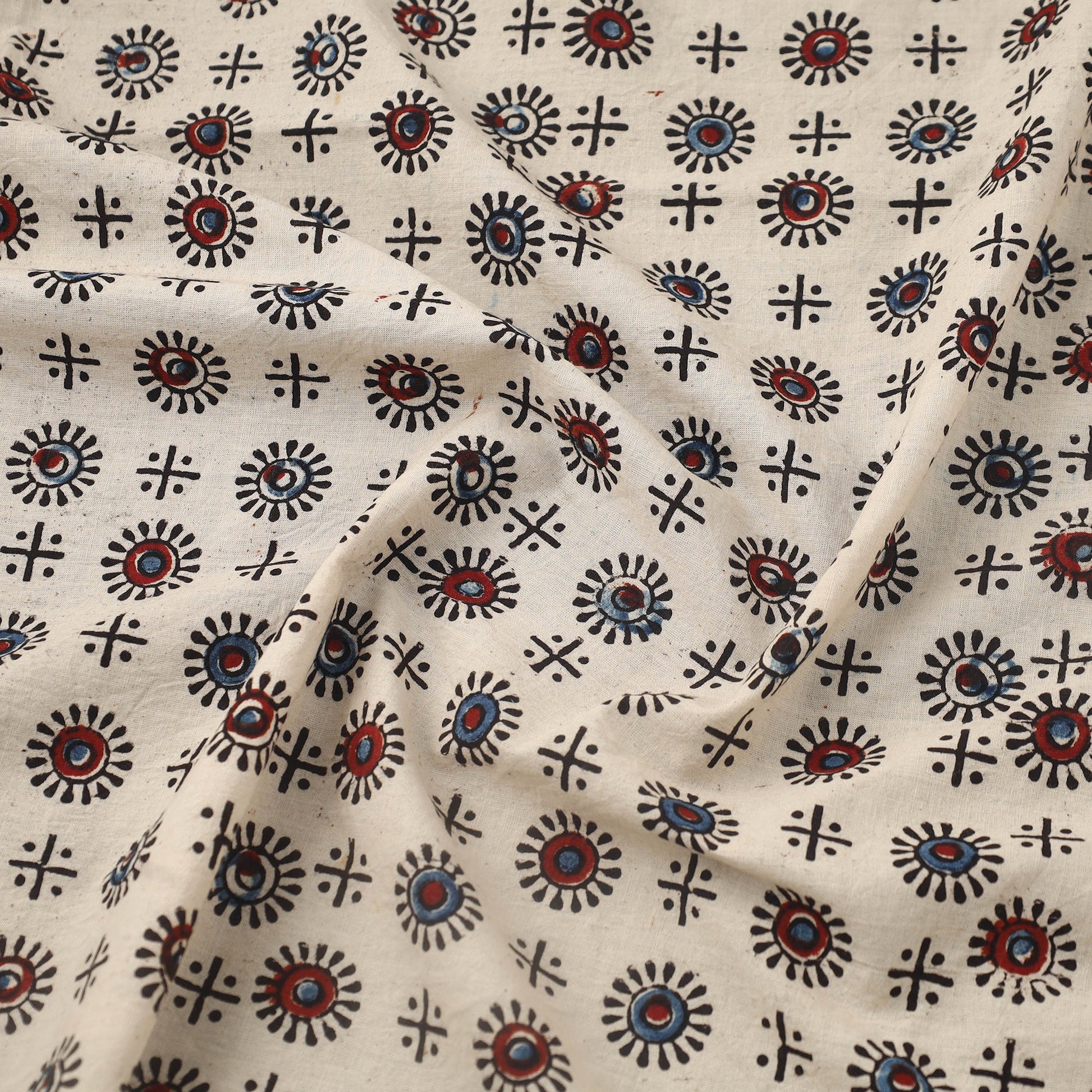 Beige - Block Print Cotton Natural Dyed Ajrakh Fabric 49