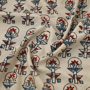 Beige - Block Print Cotton Natural Dyed Ajrakh Fabric 51