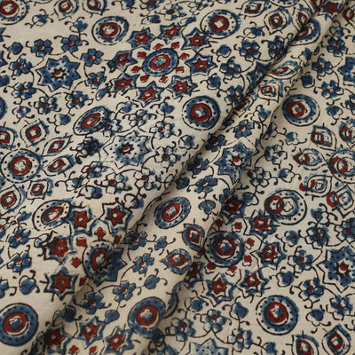 Beige - Block Print Cotton Natural Dyed Ajrakh Fabric 52