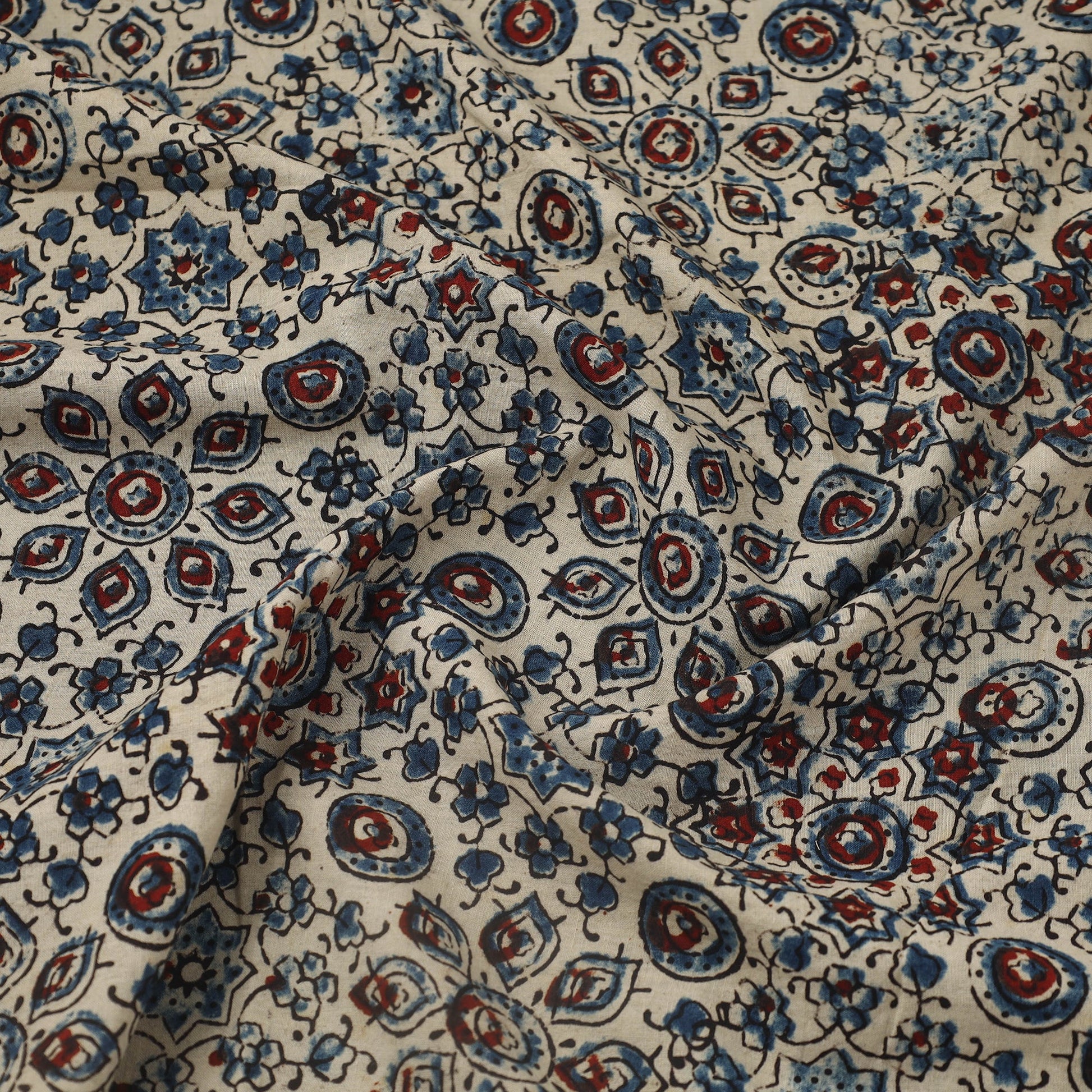 Beige - Block Print Cotton Natural Dyed Ajrakh Fabric 52