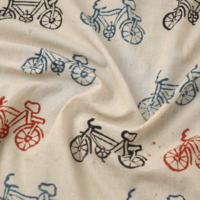 Beige - Block Print Cotton Natural Dyed Ajrakh Fabric 54